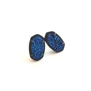 Kendra Scott Ellie Stud Earrings - Blue Drusy/Navy Gunmetal.